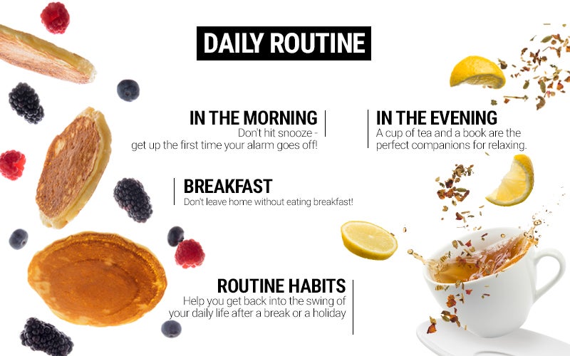 An infographic describing the benefits and examples of a daily routine