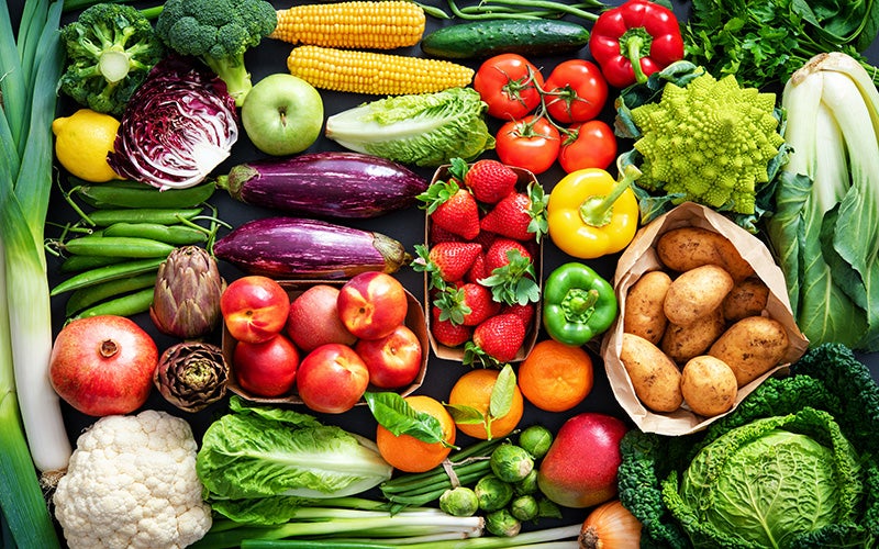 Viele verschieden Obst- und Gemüsesorten