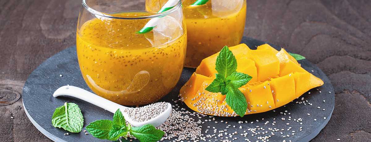 chia coconut and mango drink