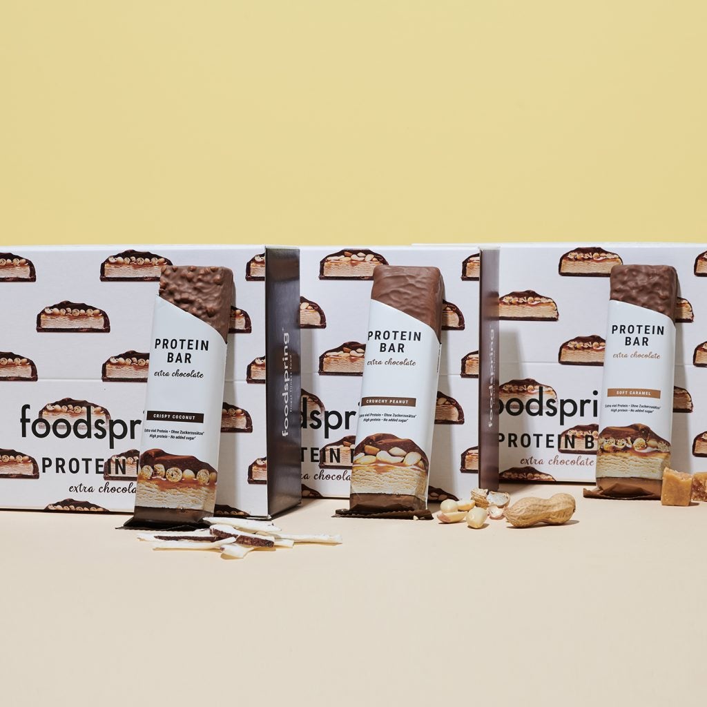 a photo of foodspring's Extra Chocolate Protein Bars