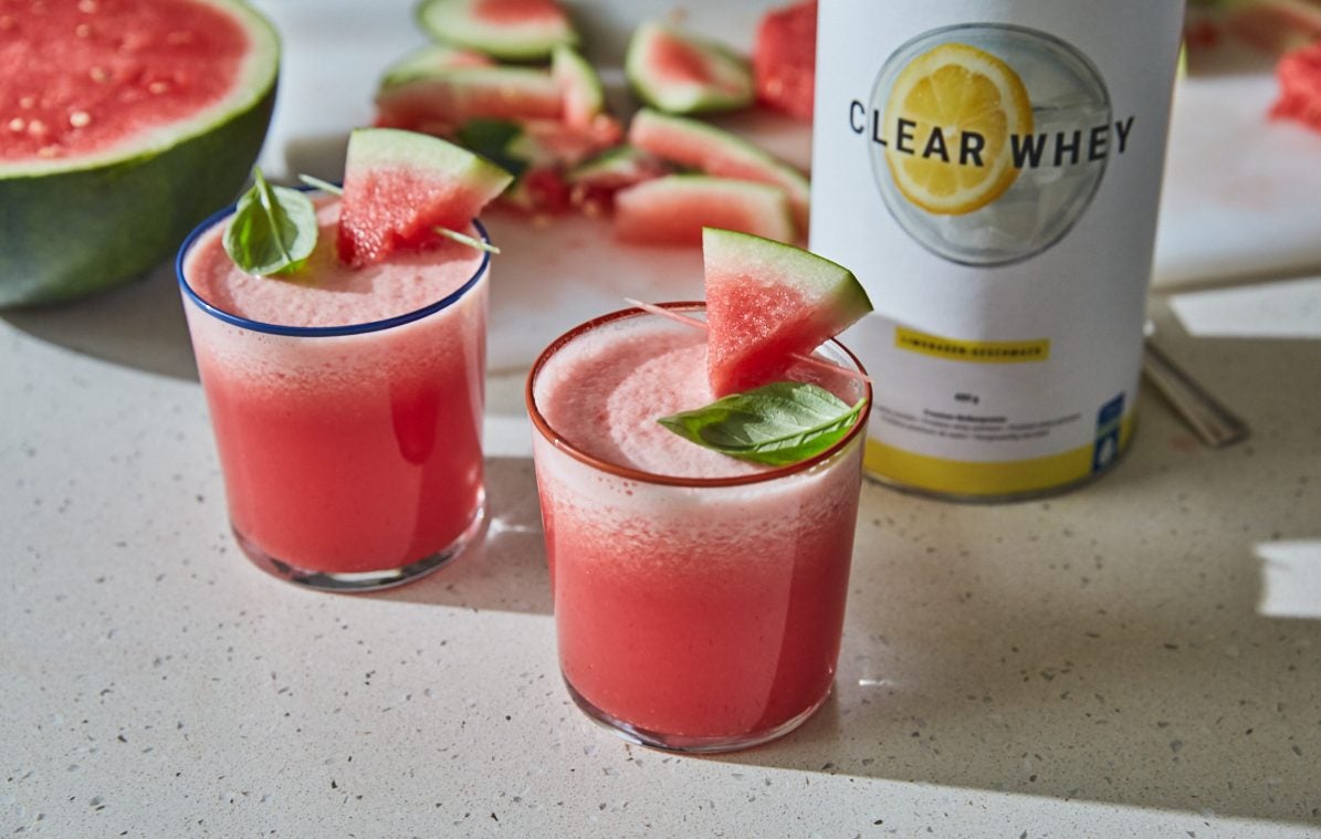 virgin watermelon sour cocktail with lemon clear whey protein powder