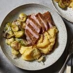 Duck Breast with Rutabaga Mash & Parmesan Brussels Sprouts