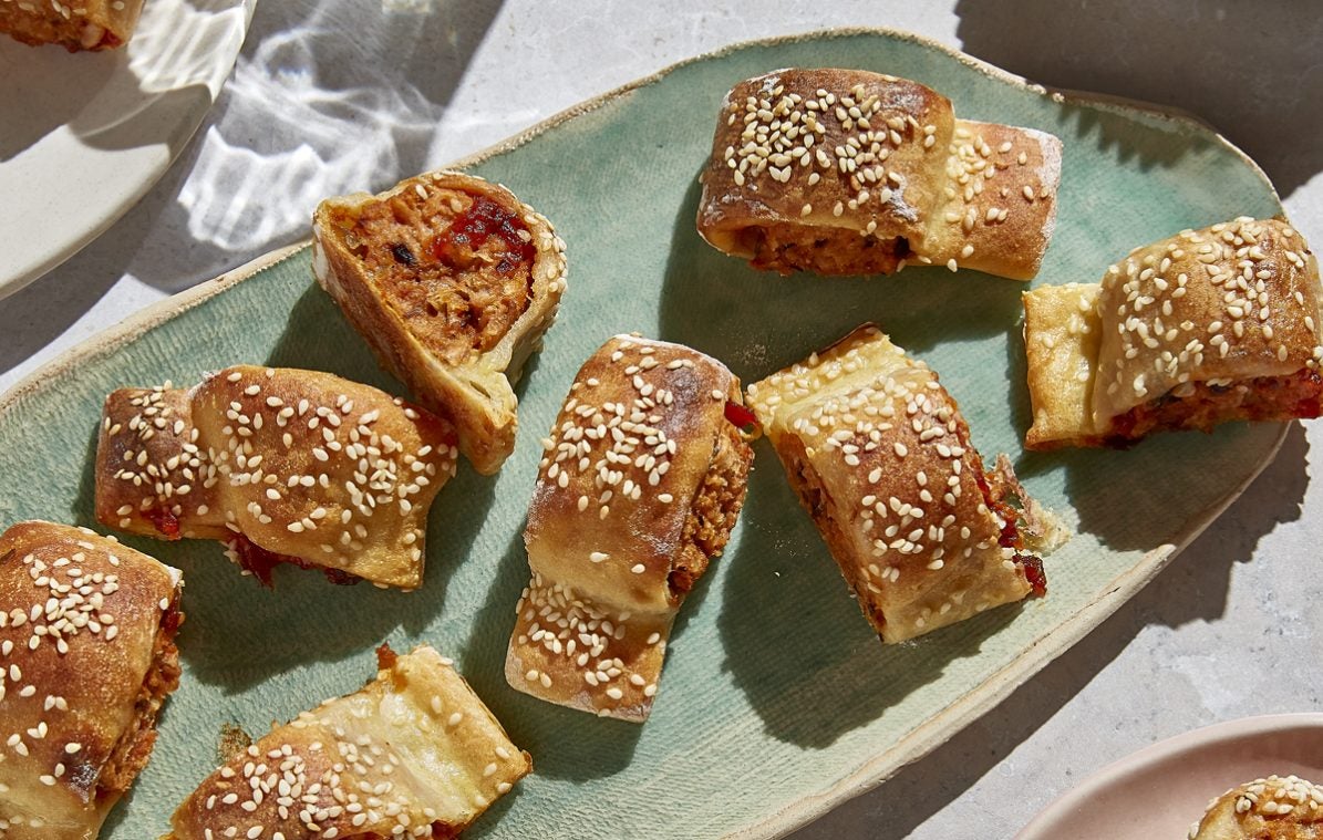 healthy sausage rolls homemade with tomato chutney